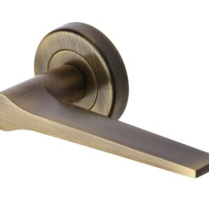 Heritage Brass Gio Antique Brass Door Handles On Round Rose