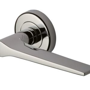 Heritage Brass Gio Polished Nickel Door Handles On Round Rose (Sold In Pairs)