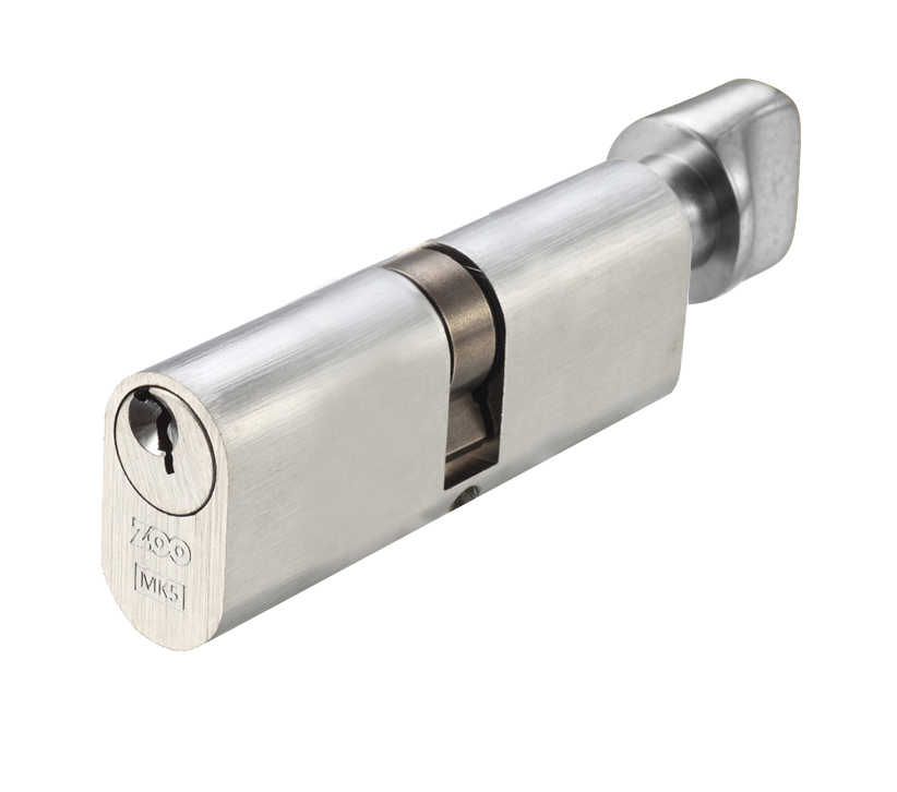 Zoo Hardware Vier Precision Oval Profile 5 Pin Cylinder & Turns (60Mm, 70Mm Or 80Mm), Satin Chrome