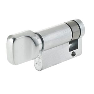 Precision Euro Profile Single Body Cylinder Turn Only, Satin Chrome