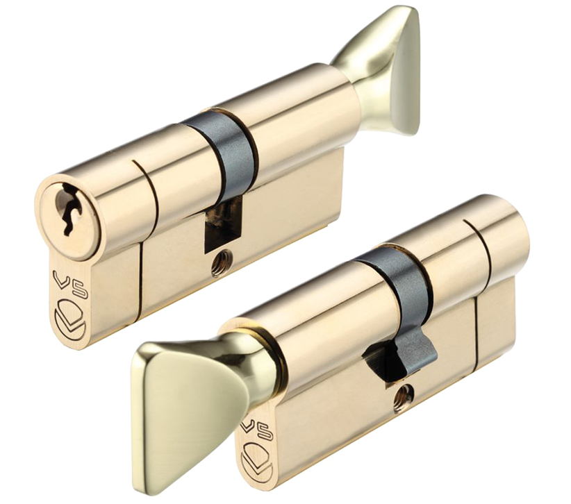 Precision Euro Profile Cylinder & Turn (Various Sizes), Polished Brass