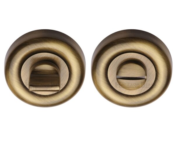 Heritage Brass Round 53Mm Diameter Turn & Release, Antique Brass