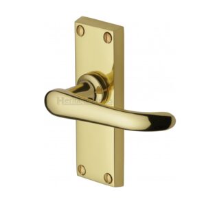 Heritage Brass Windsor Short Polished Brass Door Handles (Sold In Pairs)