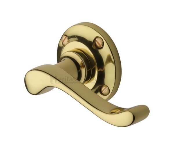 Heritage Brass Bedford Polished Brass Door Handles On Round Rose(Sold In Pairs)