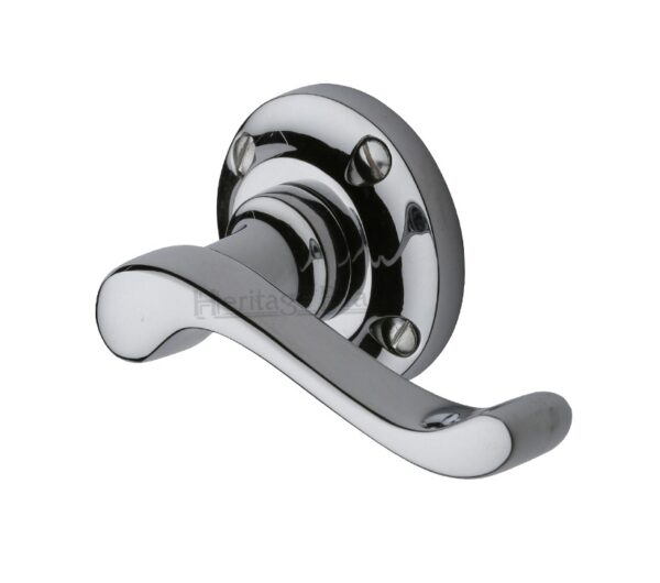 Heritage Brass Bedford Polished Chrome Door Handles On Round Rose(Sold In Pairs)