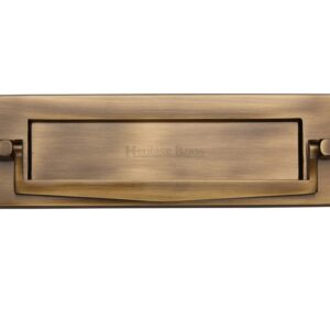 Heritage Brass Postal Knocker Letter Plate (254Mm X 79Mm), Antique Brass