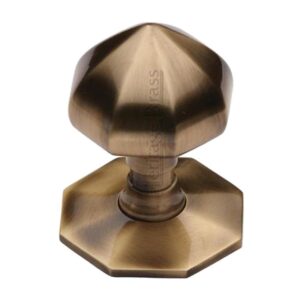 Heritage Brass Faceted Centre Door Knob, Antique Brass