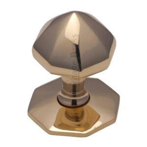 Heritage Brass Faceted Centre Door Knob, Polished Brass