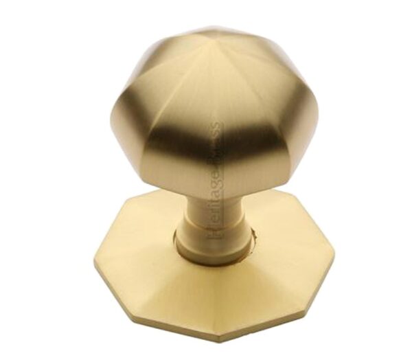 Heritage Brass Faceted Centre Door Knob, Satin Brass