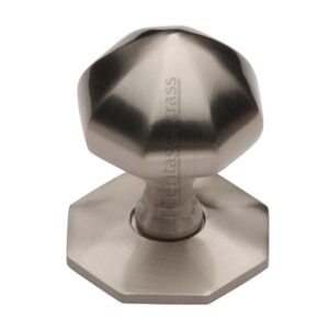 Heritage Brass Faceted Centre Door Knob, Satin Nickel