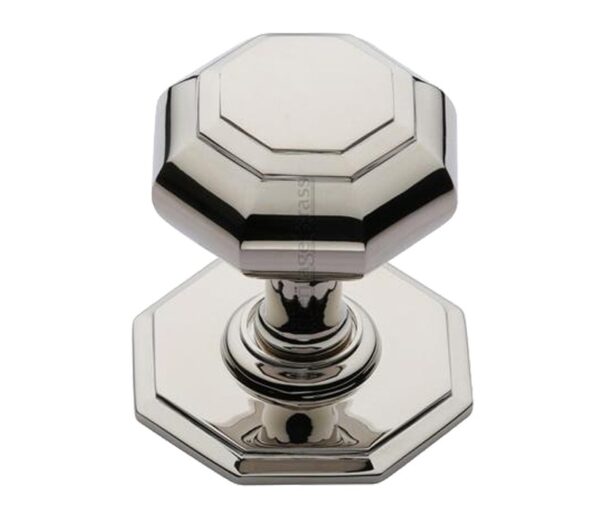 Heritage Brass Octagonal Tiered Centre Door Knob, Polished Nickel