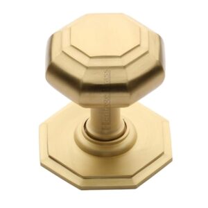 Heritage Brass Octagonal Tiered Centre Door Knob, Satin Brass