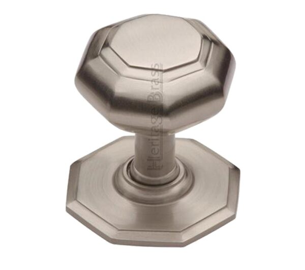 Heritage Brass Octagonal Tiered Centre Door Knob, Satin Nickel