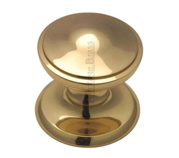 Heritage Brass Round Centre Door Knob, Polished Brass