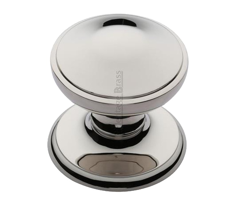 Heritage Brass Round Centre Door Knob, Polished Nickel