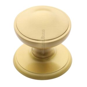 Heritage Brass Round Centre Door Knob, Satin Brass