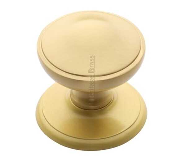 Heritage Brass Round Centre Door Knob, Satin Brass