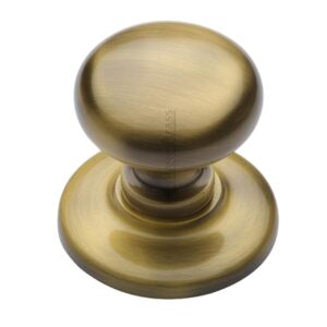 Heritage Brass Round Centre Door Knob, Antique Brass