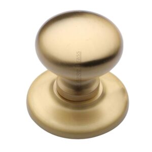 Heritage Brass Round Centre Door Knob, Satin Brass