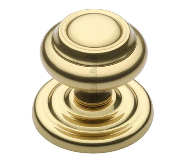 Heritage Brass Round Centre Door Knob, Polished Brass