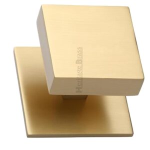 Heritage Brass Square Centre Door Knob, Satin Brass