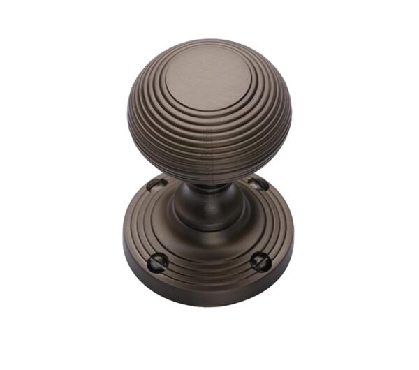 Heritage Brass Reeded Mortice Door Knobs, Matt Bronze (Sold In Pairs)