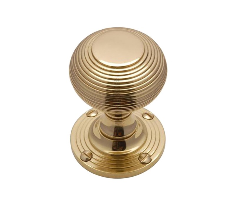 Heritage Brass Reeded Mortice Door Knobs, Polished Brass (Sold In Pairs)