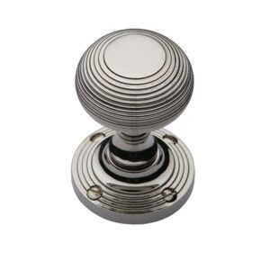 Heritage Brass Reeded Mortice Door Knobs, Polished Nickel (Sold In Pairs)