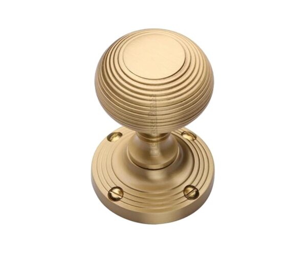 Heritage Brass Reeded Mortice Door Knobs, Satin Brass Sold In Pairs)