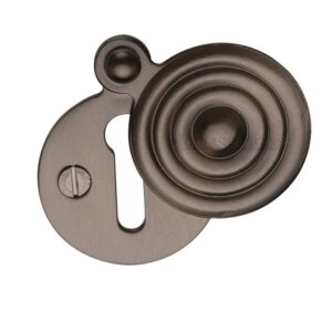 Heritage Brass Standard Round Reeded Covered Key Escutcheon, Matt Bronze