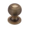 Heritage Brass Reeded Cabinet Knob, Antique Brass