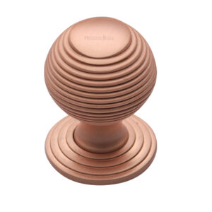 Heritage Brass Reeded Cabinet Knob, Satin Rose Gold