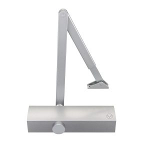 Size 2-5 Door Closer c/w Back Check & Delayed Action - Silver Flat Arm and Body (P.A Bracket Inc) Silver Cover