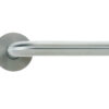 Zoo Hardware Vier Radius Lever On Round Rose, Satin Stainless Steel (Sold In Pairs)