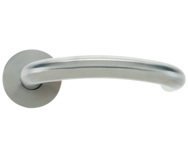 Zoo Hardware Vier Arch Rtd Lever On Round Rose, Satin Stainless Steel (Sold In Pairs)