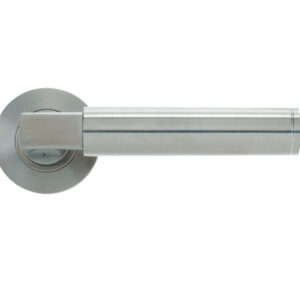 Hardware Vier Berlin Designer Lever On Round Rose, Satin Stainless Steel (Sold In Pairs)