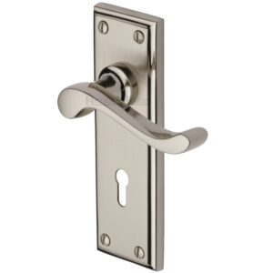 Heritage Brass Edwardian Mercury Finish Satin Nickel With Polished Nickel Edge Handles (Sold In Pairs)