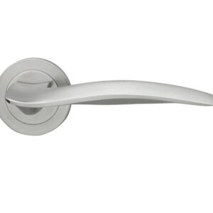 Manital Wind Door Handles On Round Rose, Satin Chrome (Sold In Pairs)