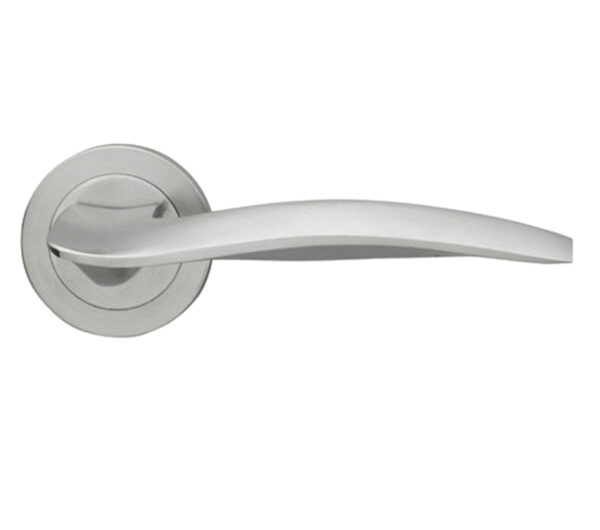 Manital Wind Door Handles On Round Rose, Satin Chrome (Sold In Pairs)