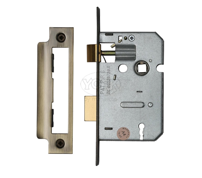 Heritage Brass 3 Lever Sash Locks (Bolt Through), Antique Brass -