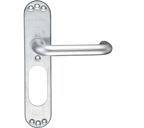 Zoo Hardware Architectural Aluminium Rtd Lever On Inner Long Backplate, Satin Aluminium