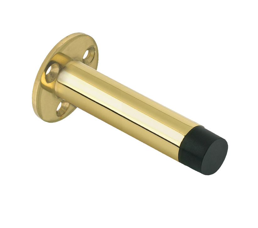 Zoo Hardware Cylinder Door Stop With Rose (76Mm), Polished Brass