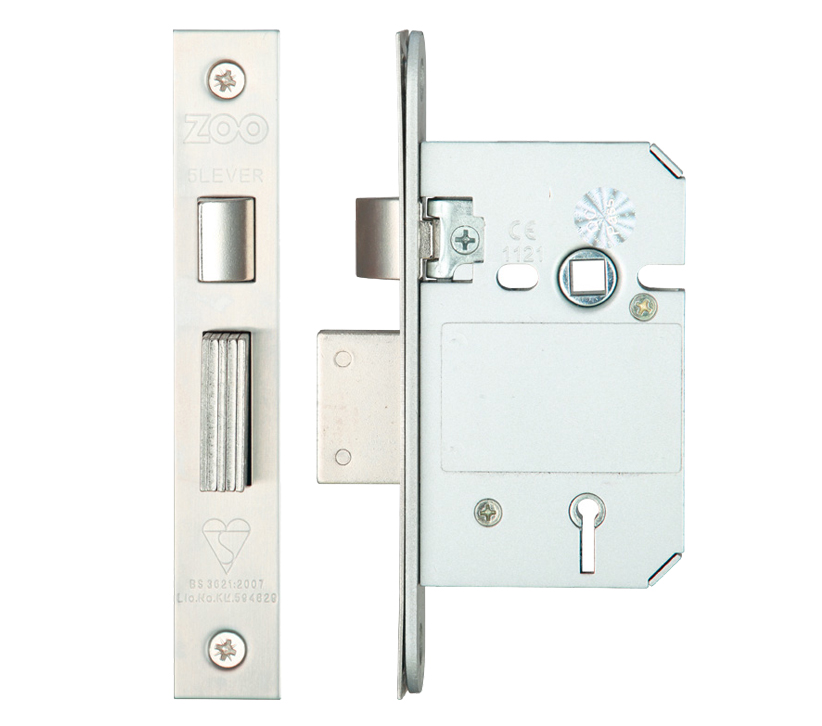 Zoo Hardware British Standard 5 Lever Sash Lock (64Mm Or 76Mm), Satin Stainless Steel