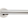 Zoo Hardware Zcs Architectural Mitred Lever On Round Rose, Polished Stainless Steel (Sold In Pairs)