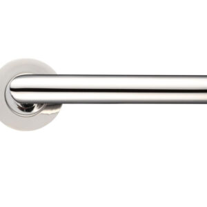 Zoo Hardware Zcs Architectural Mitred Lever On Round Rose, Polished Stainless Steel (Sold In Pairs)