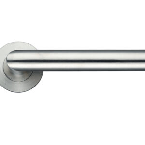 Zoo Hardware Zcs Architectural Mitred Lever On Round Rose, Satin Stainless Steel (Sold In Pairs)