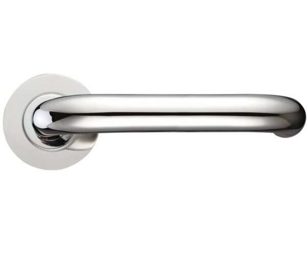 Zoo Hardware Zcs Architectural Rtd Lever On Round Rose, Polished Stainless Steel (Sold In Pairs)