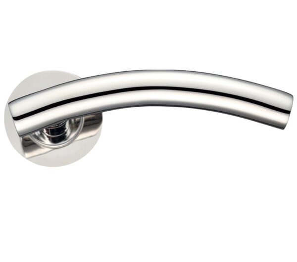 Zoo Hardware Zcs Architectural Arched T-Bar Lever On Round Rose, Polished Stainless Steel (Sold In Pairs)