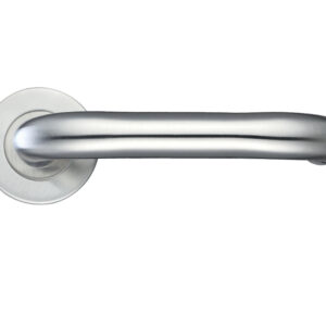 Zoo Hardware Zcs2 Contract Rtd Lever On Round Rose, Satin Stainless Steel (Sold In Pairs)