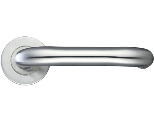 Zoo Hardware Zcs2 Contract Rtd Lever On Round Rose, Satin Stainless Steel (Sold In Pairs)